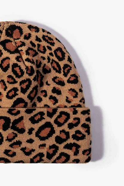 Gorro con puños y estampado de leopardo