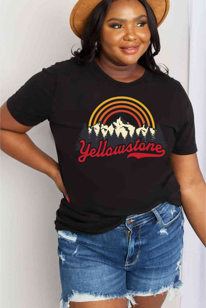 Simply Love フルサイズ YELLOWSTONE グラフィック コットン Tシャツ