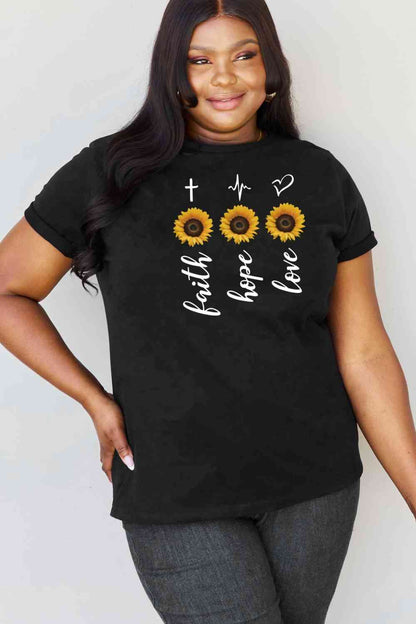 Camiseta con gráfico de girasol de tamaño completo de Simply Love