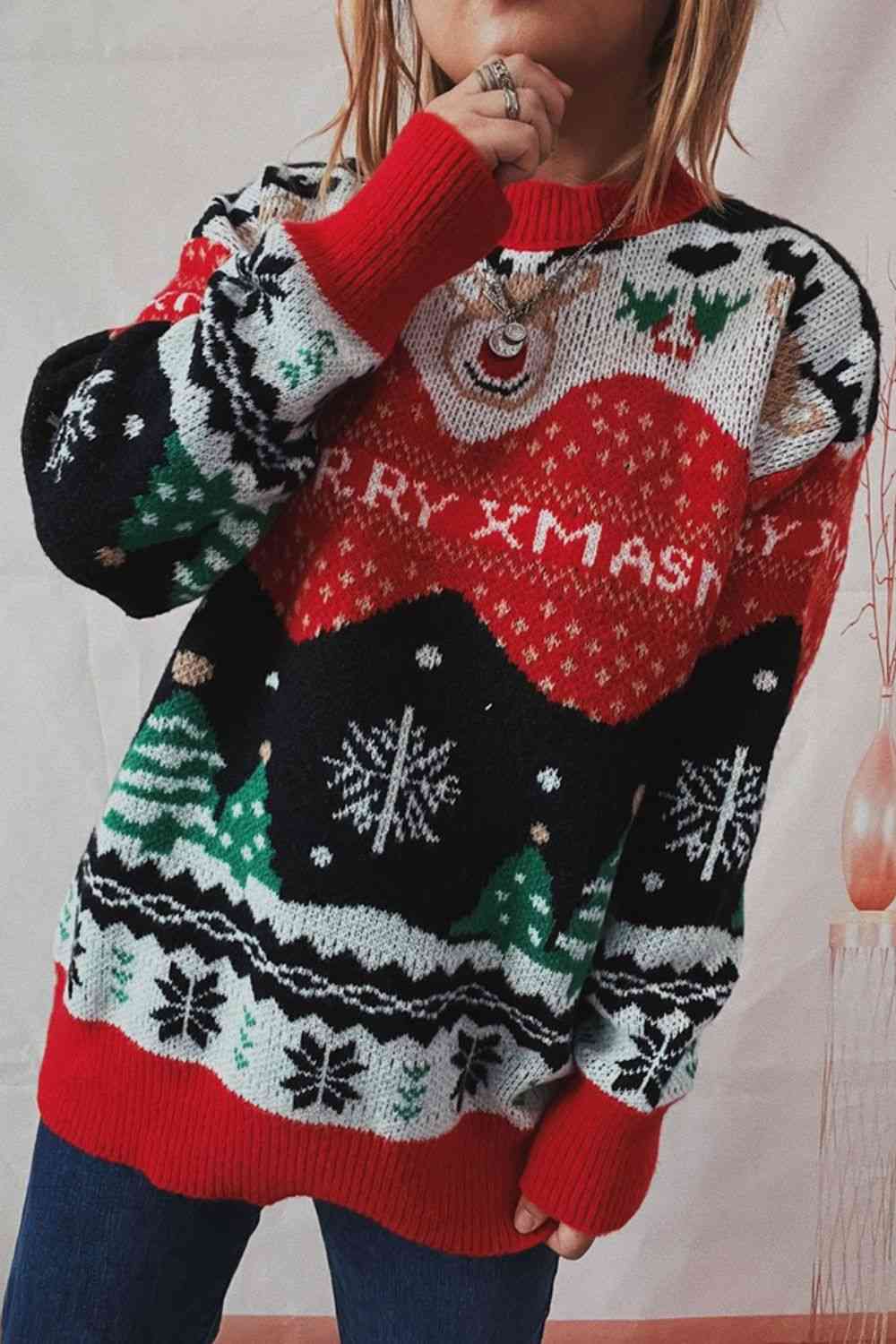 Suéter de manga larga con elemento navideño