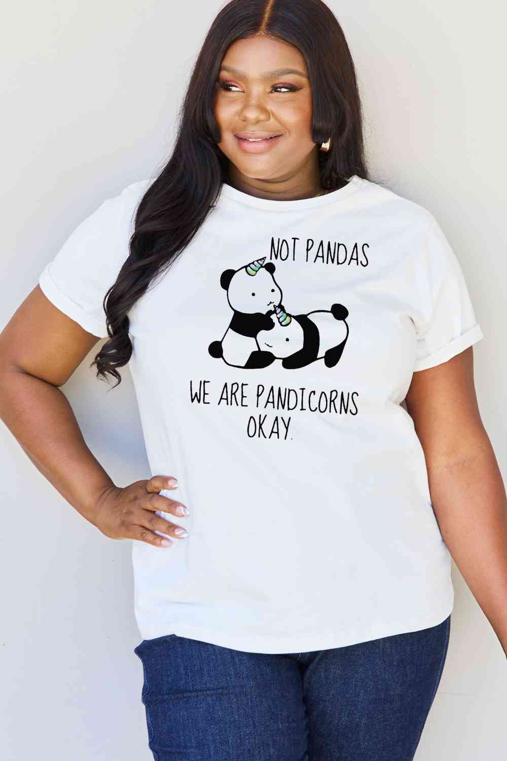 Camiseta de algodón con estampado de pandicornio de talla grande de Simply Love