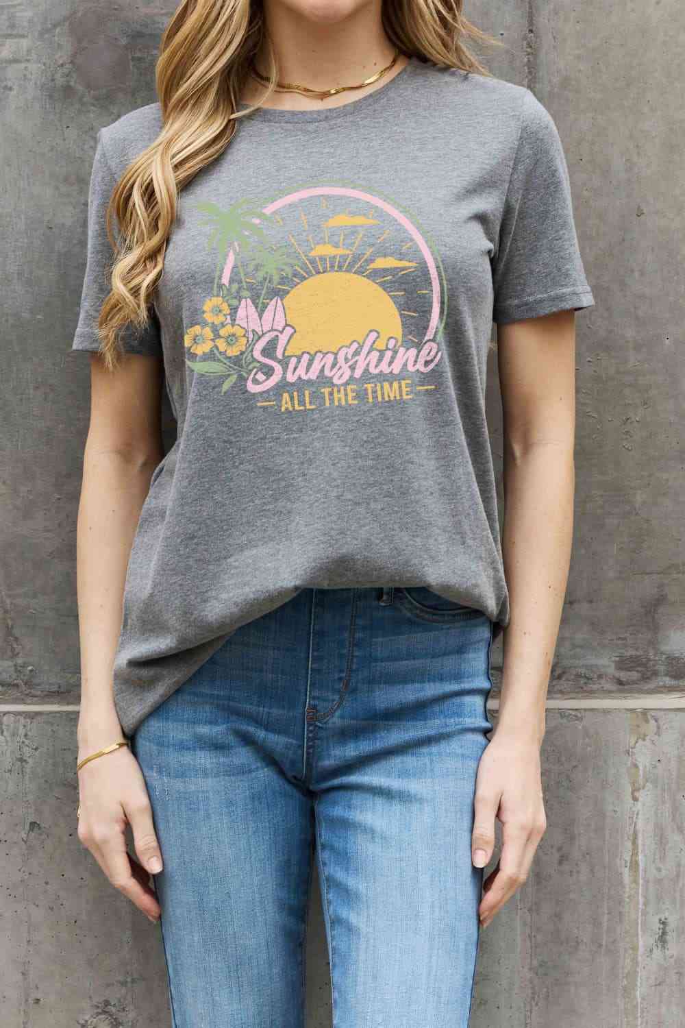 Camiseta de algodón con estampado SUNSHINE ALL THE TIME de tamaño completo de Simply Love