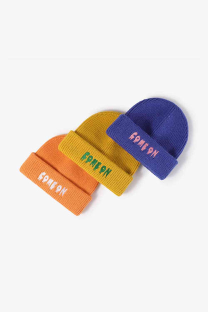 COME ON Embroidered Cuff Knit Beanie