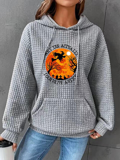 Sudadera con capucha texturizada y gráfica de tamaño completo con bolsillo