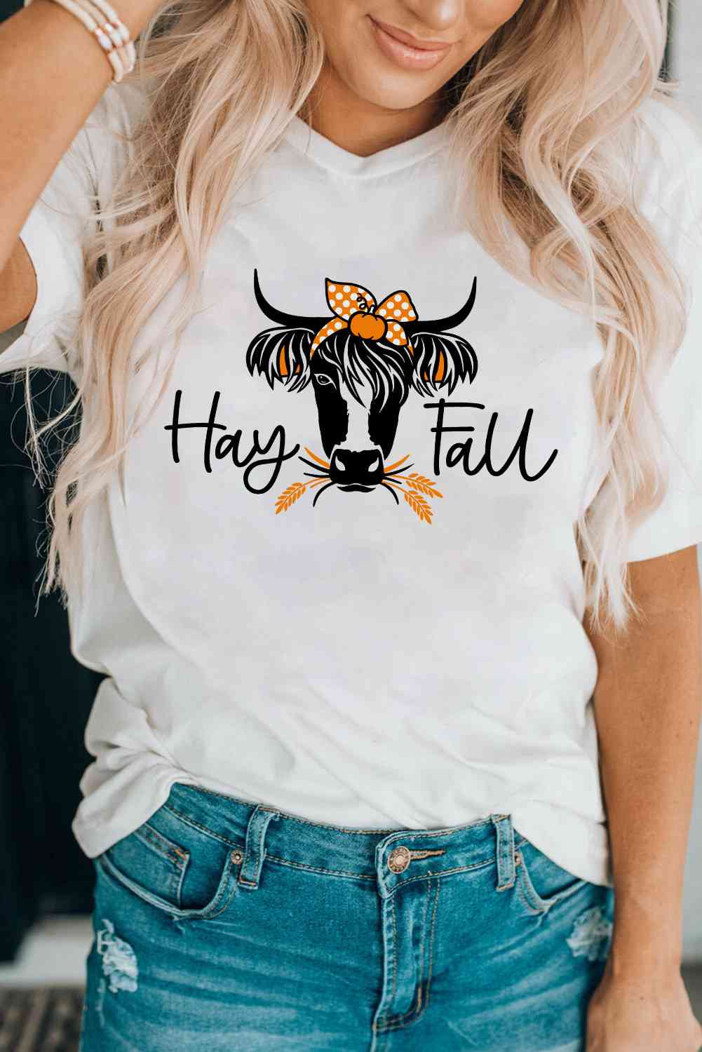 HAY FALL 雄牛グラフィック半袖Tシャツ