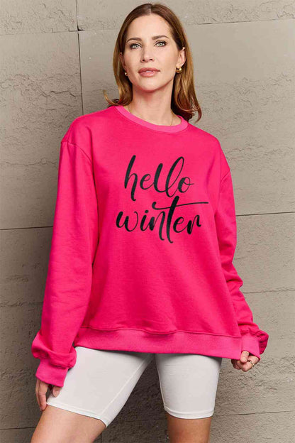 Sudadera con gráfico HELLO WINTER de tamaño completo de Simply Love