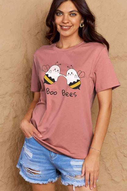 Simply Love フルサイズ BOO BEES グラフィック コットン T シャツ