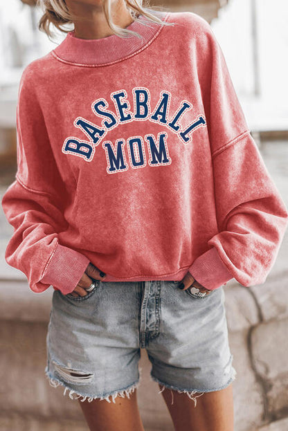 Sudadera con estampado de hombros caídos BASEBALL MOM