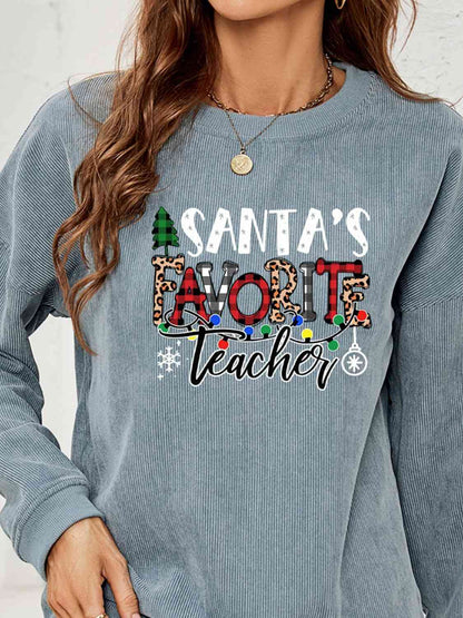 SANTA'S FAVORITE TEACHER グラフィック スウェットシャツ