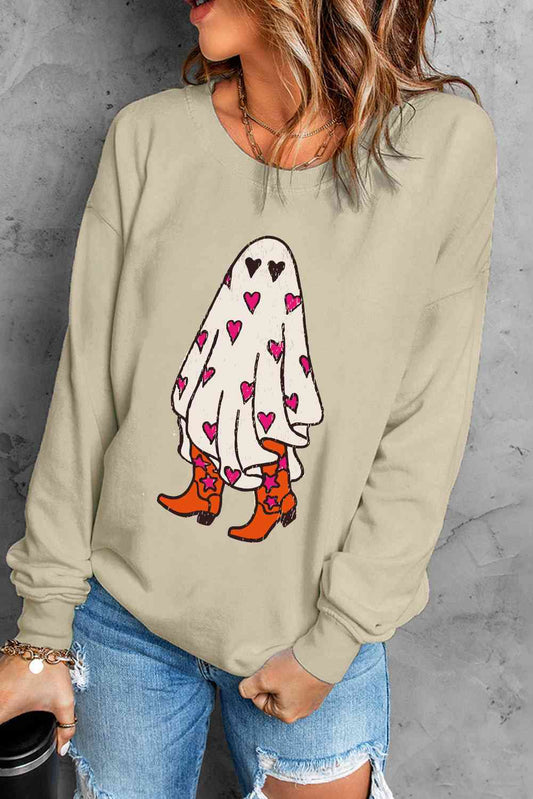 Sudadera con hombros caídos y gráfico de fantasma