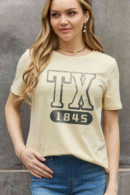 Camiseta de algodón con estampado TX 1845 de tamaño completo de Simply Love