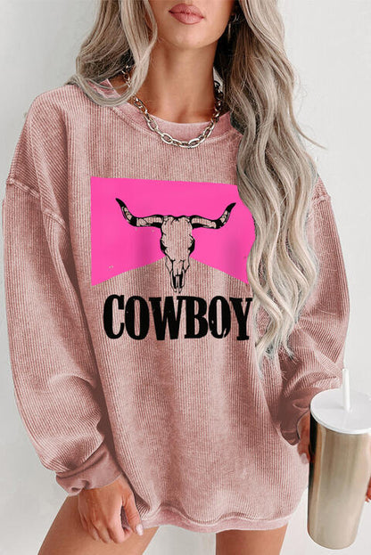 Sudadera con cuello redondo y gráfico COWBOY