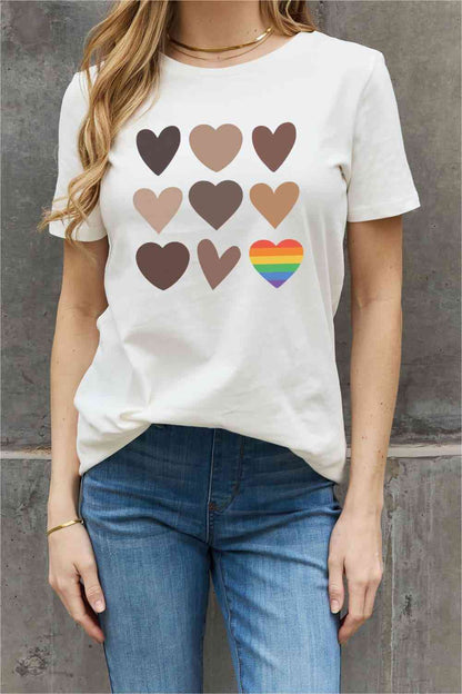 Simply Love Camiseta de algodón con gráfico de corazón de tamaño completo de Simply Love