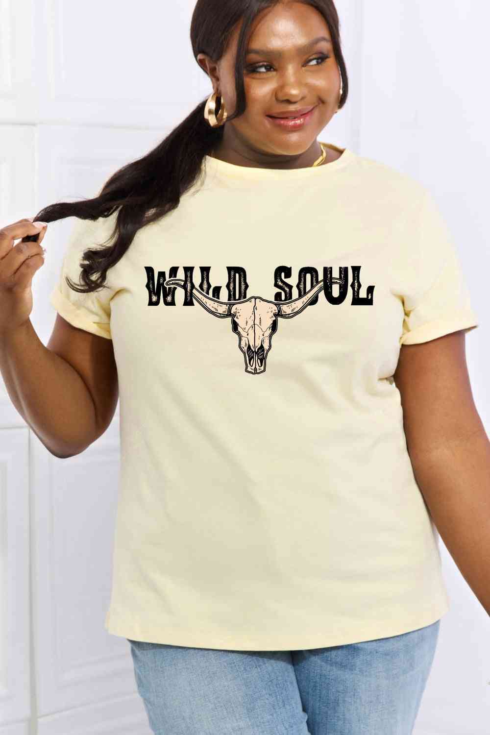 Simply Love フルサイズ WILD SOUL グラフィック コットン T シャツ