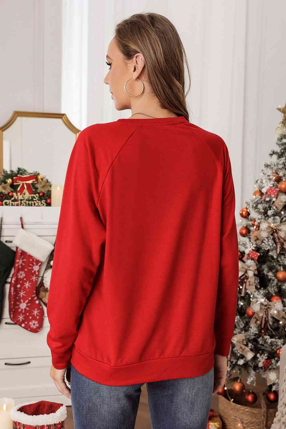 Sudadera con cuello redondo y árbol de Navidad