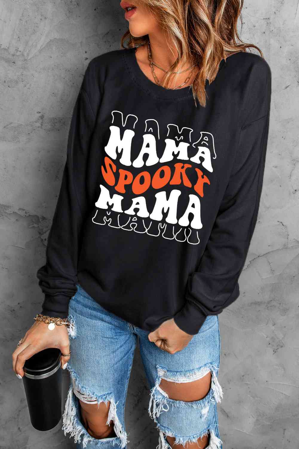 Sudadera SPOOKY MAMA de manga larga y cuello redondo