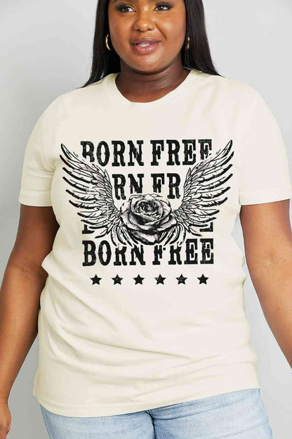 Simply Love Simply Love フルサイズ BORN FREE グラフィック コットン Tシャツ