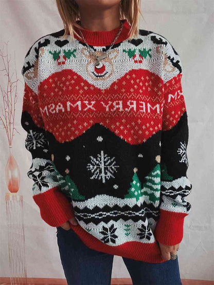 Suéter de manga larga con elemento navideño