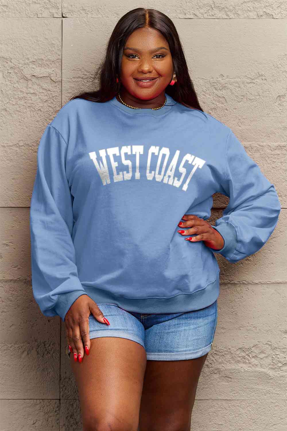 West Coast Love Grey Plus Size Top with design