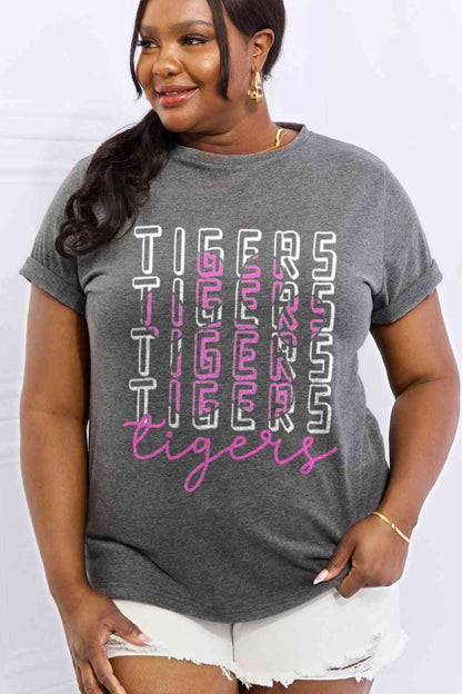 Simply Love フルサイズ TIGERS グラフィック コットン Tシャツ