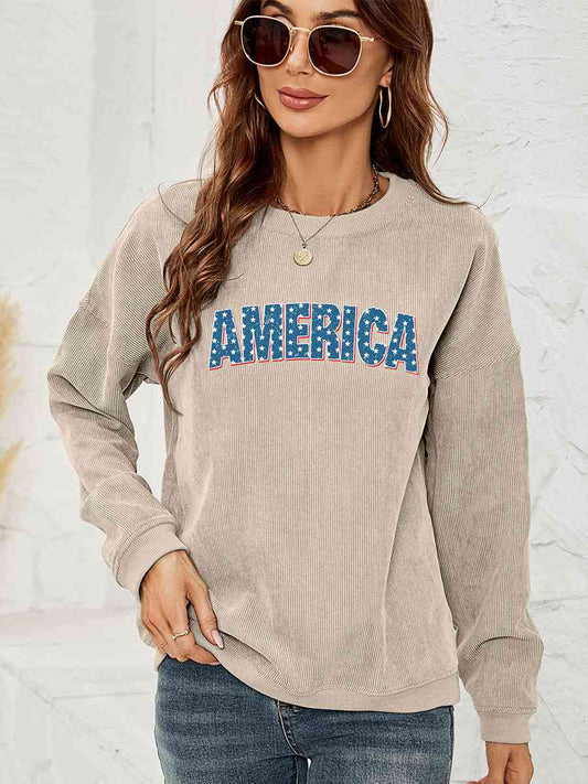 Sudadera con hombros caídos y gráfico AMERICA