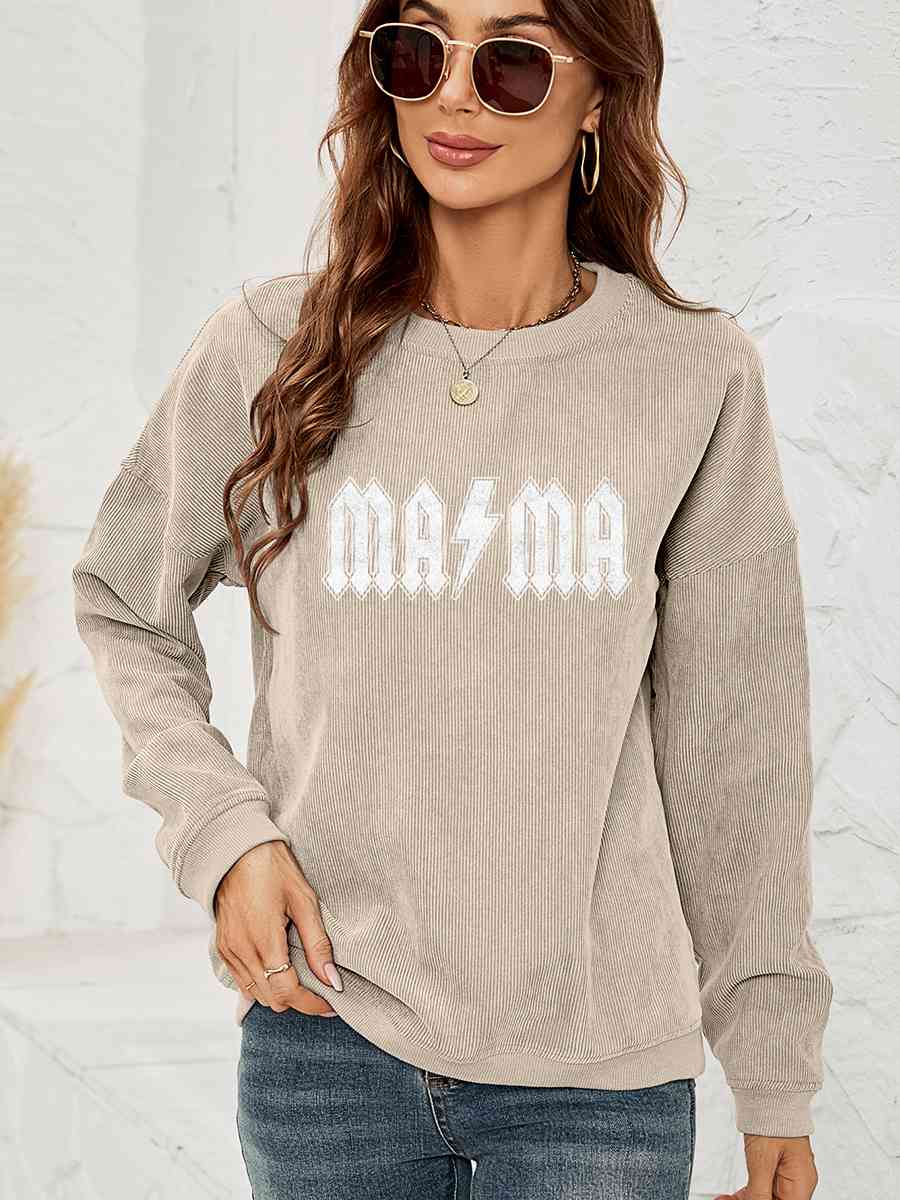 Sudadera con hombros caídos y gráfico MAMA