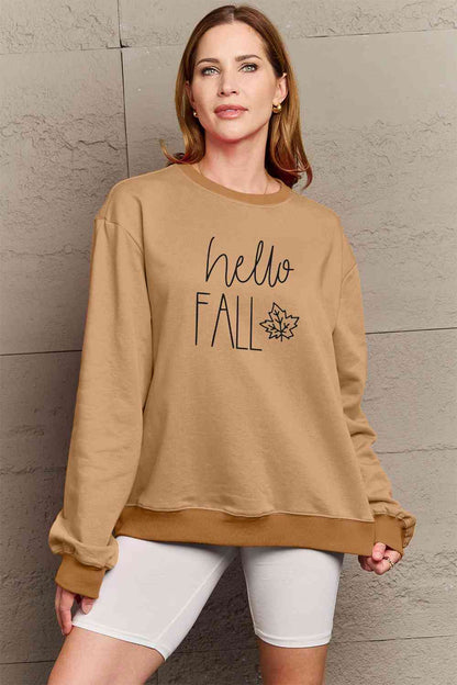 Sudadera con gráfico HELLO FALL de tamaño completo de Simply Love