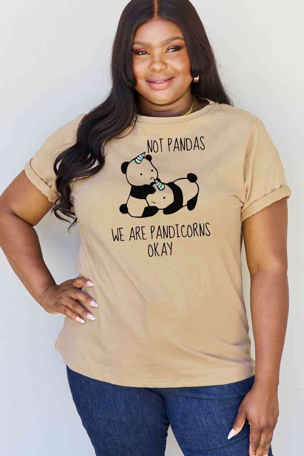 Camiseta de algodón con estampado de pandicornio de talla grande de Simply Love