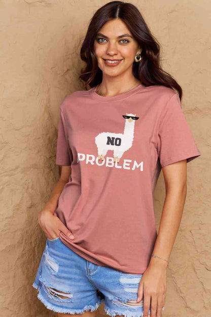 Simply Love フルサイズ NO PROBLEM グラフィック コットン Tシャツ