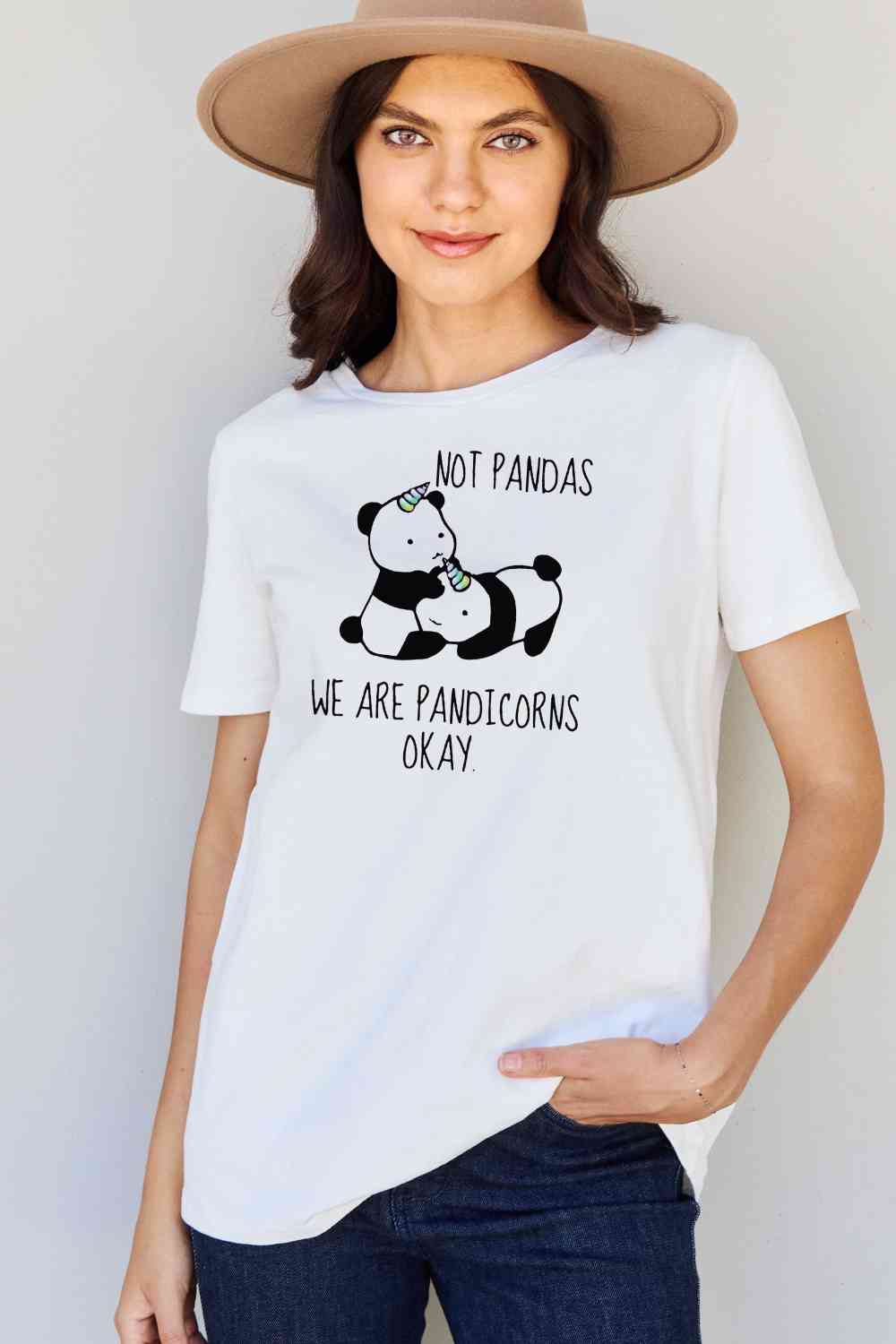 Camiseta de algodón con estampado de pandicornio de talla grande de Simply Love