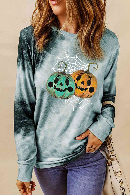 Sudadera con estampado de Halloween de manga larga y cuello redondo