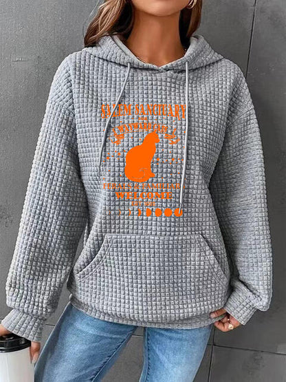 Sudadera con capucha texturizada y gráfica de tamaño completo con bolsillo