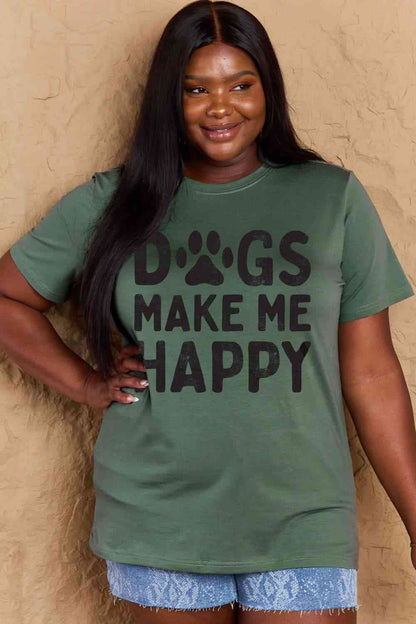 Camiseta de algodón con gráfico DOGS MAKE ME HAPPY de tamaño completo de Simply Love