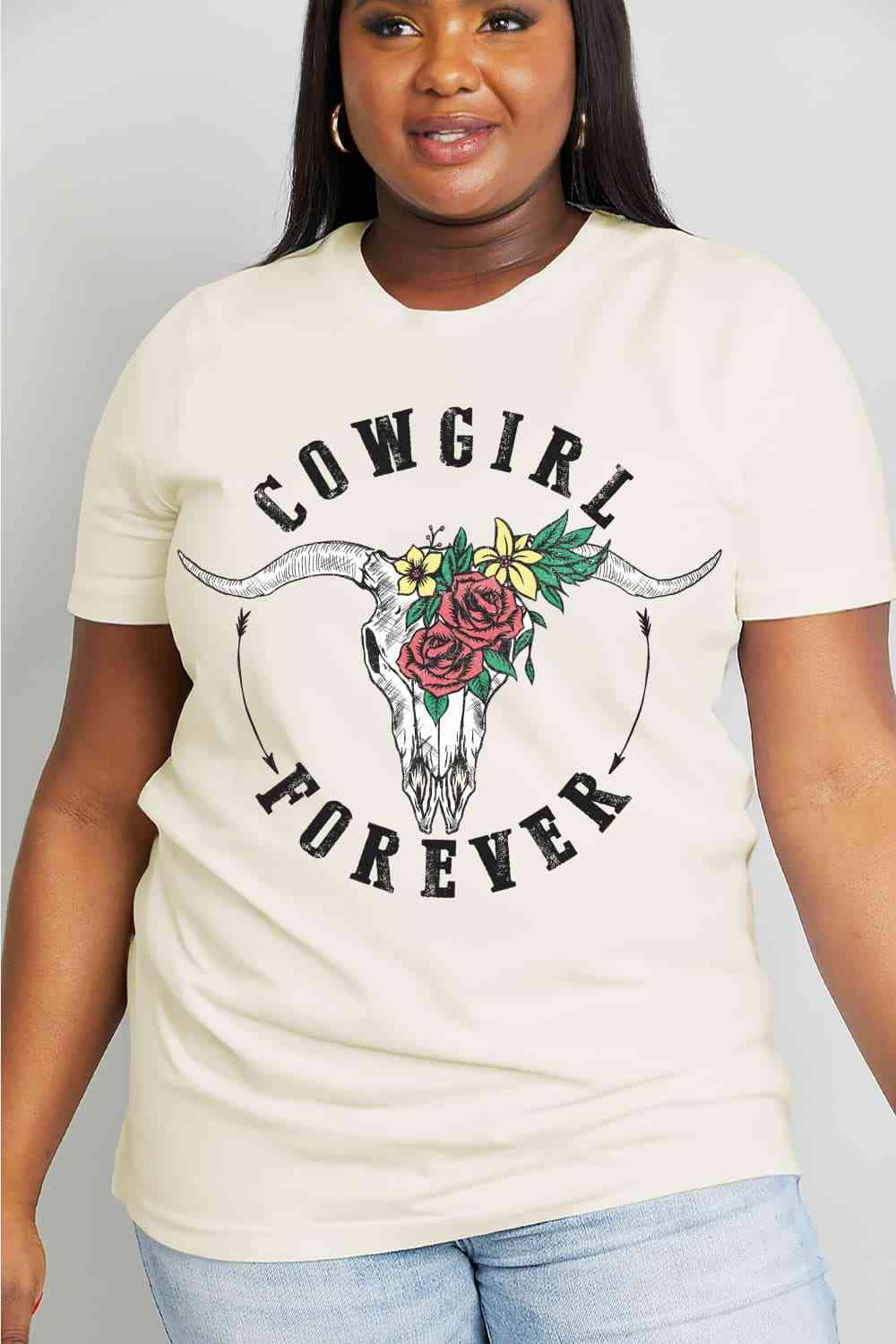 Simply Love フルサイズ COWGIRL FOREVER グラフィック コットン Tシャツ