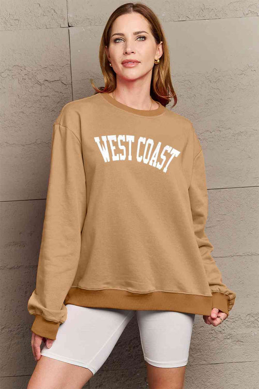 Sudadera de manga larga con gráfico WEST COAST de tamaño completo de Simply Love