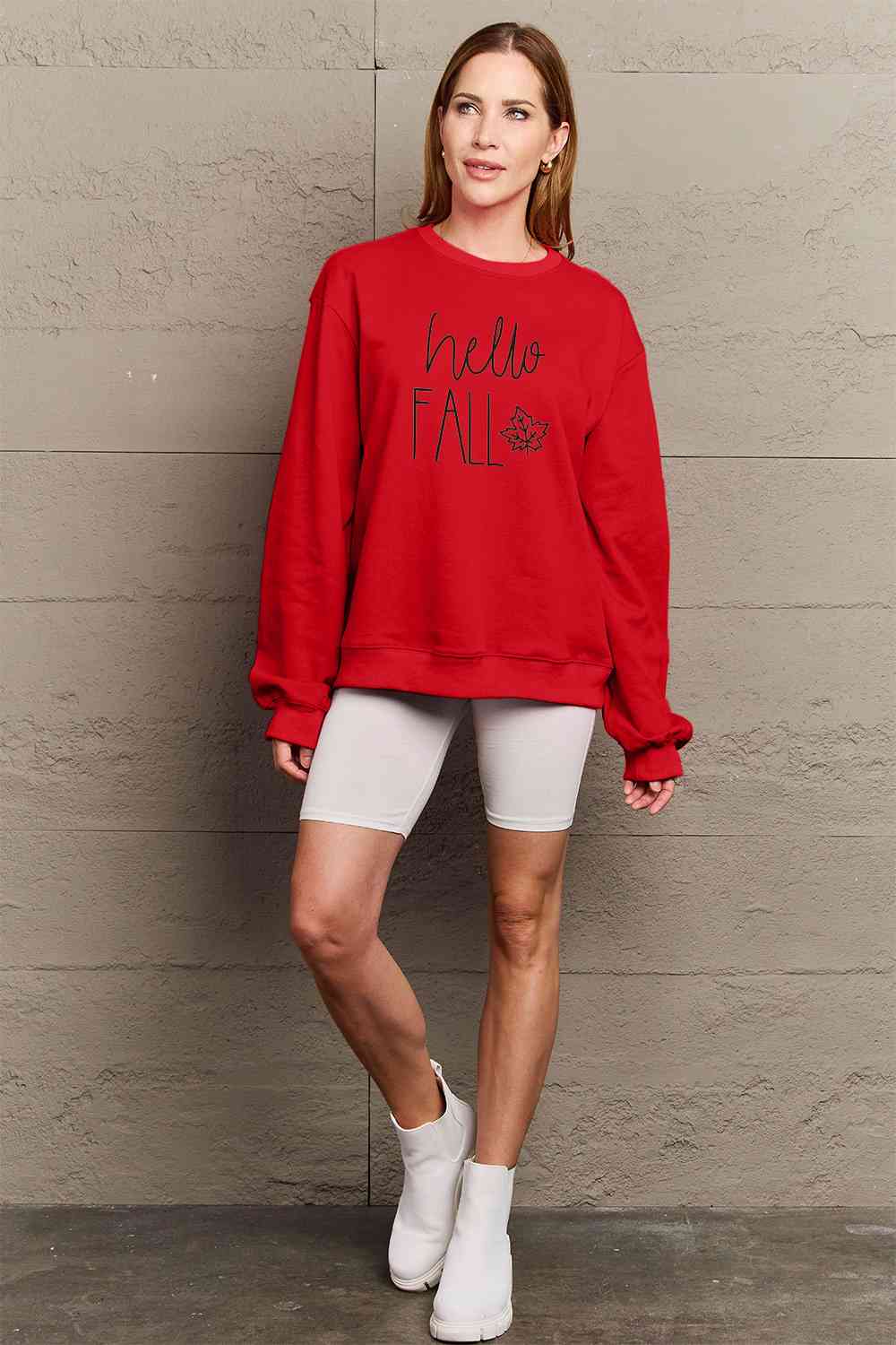 Sudadera con gráfico HELLO FALL de tamaño completo de Simply Love