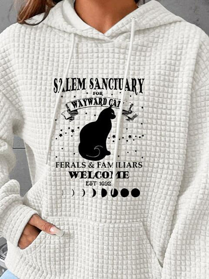 Sudadera con capucha texturizada y gráfica de tamaño completo con bolsillo