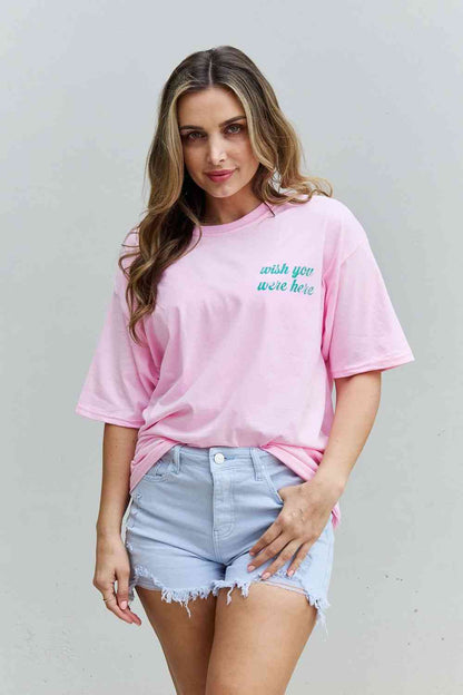 Camiseta gráfica extragrande "Ojalá estuvieras aquí" de Sweet Claire