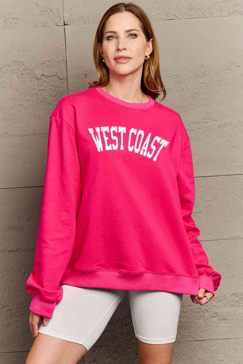 Sudadera de manga larga con gráfico WEST COAST de tamaño completo de Simply Love