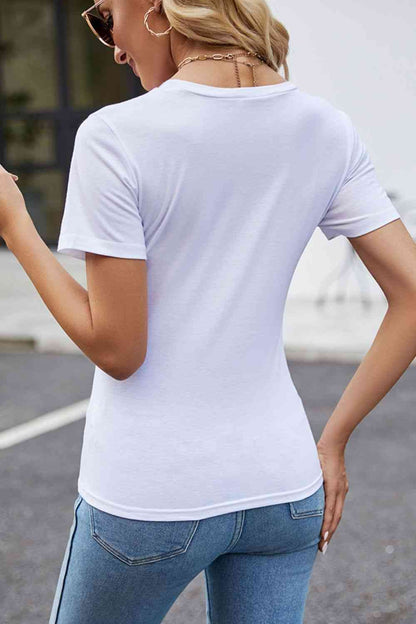 Camiseta estampada de manga corta con cuello redondo