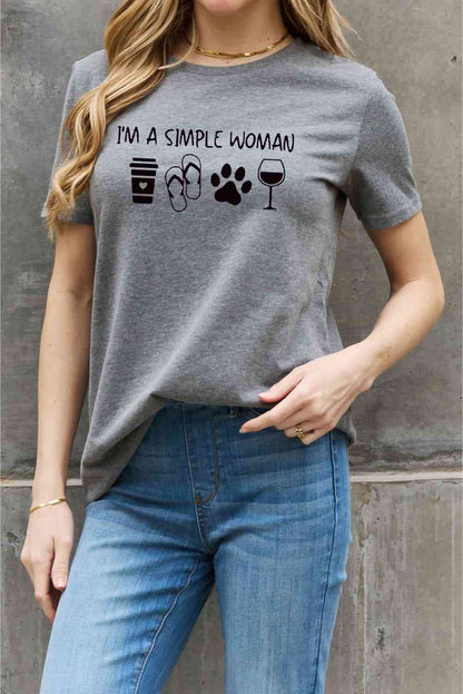 Camiseta de algodón con estampado I'm A SIMPLE WOMAN de tamaño completo de Simply Love