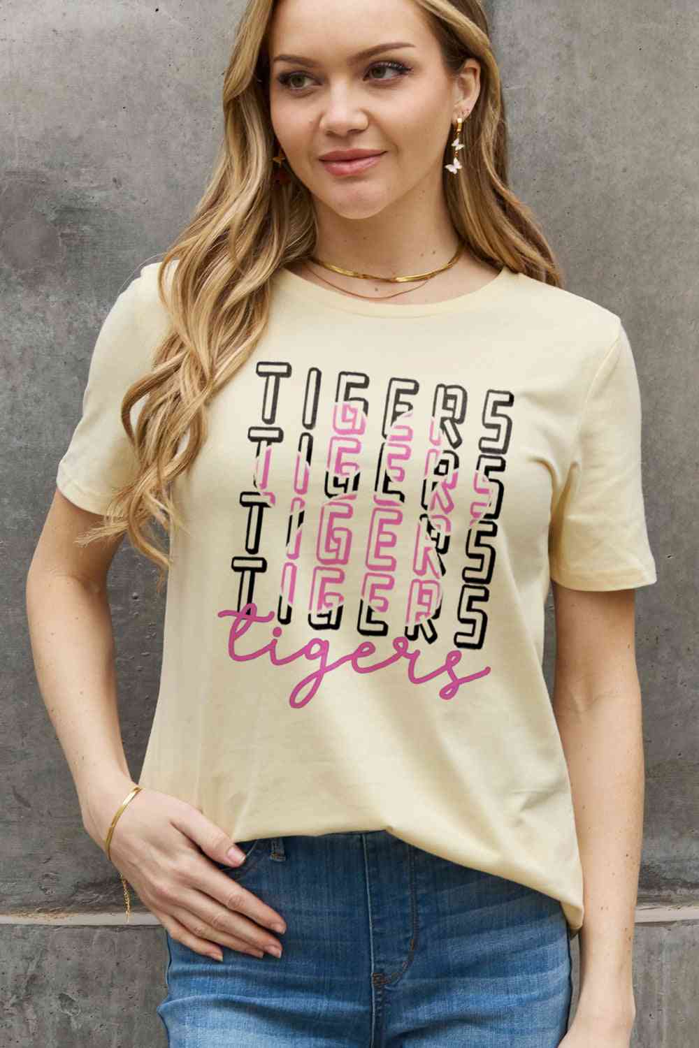 Simply Love フルサイズ TIGERS グラフィック コットン Tシャツ