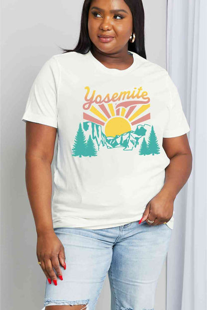 Camiseta de algodón con gráfico YOSEMITE de tamaño completo de Simply Love