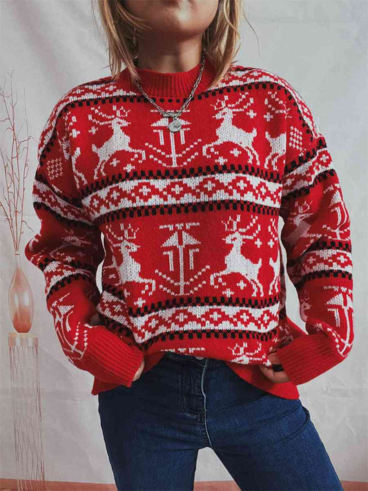 Suéter con hombros caídos y elemento navideño