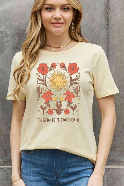 Camiseta de algodón con gráfico HOY ES UN BUEN DÍA de tamaño completo de Simply Love