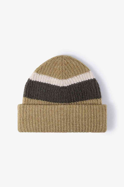 Gorro de punto con puños tricolor