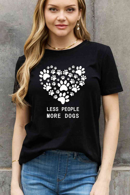 Simply Love Simply Love フルサイズ LESS PEOPLE MORE DOGS ハート グラフィック コットン Tシャツ