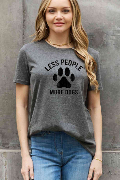 Simply Love フルサイズ LESS PEOPLE MORE DOGS グラフィック コットン T シャツ