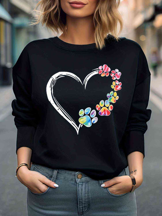 Sudadera con cuello redondo y gráfico de corazón