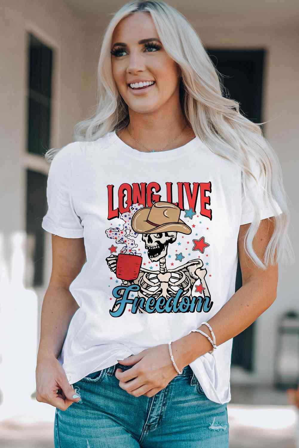 LONG LIVE FREEDOM グラフィック半袖Tシャツ